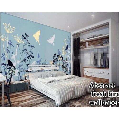 Beibehang wallpaper for walls 3 d Fantasy fresh abstract floral wallpaper bird flying abstract oil painting home decoration