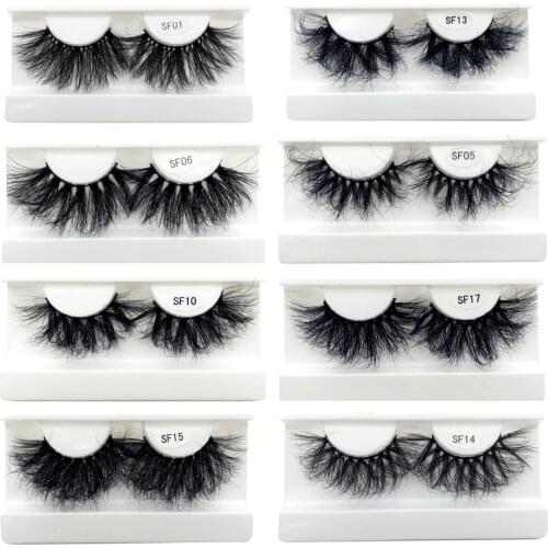 Wholesale 25mm Super Fluffy Glam Sexy 5d False Mink Eyelashes Full Strip Lashes Faux Cils Vendor 100% Handmade Custom Boxes Pack