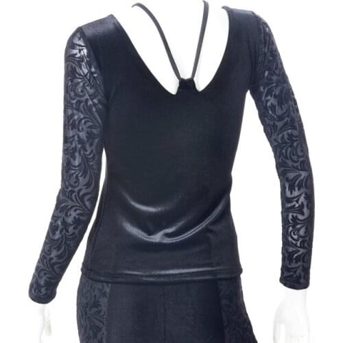 Exotic dance modern dance before and after deep U collar long sleeved coat T15042