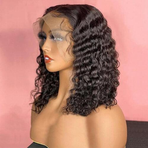 Short Bob Wig Lace Front Human Hair Wigs Deep Water Wave Closure Wavy Curly Hair Boby Full HD Brazilian Frontal Wig For Women