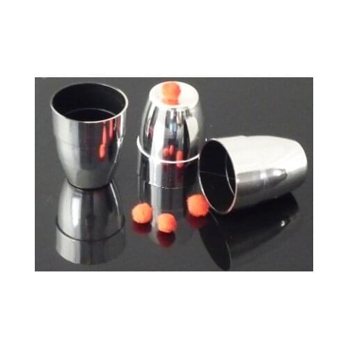 Plastic Three Cups Balls (Gold/Silver Color available Dia 4.9*H6cm) Magic Tricks Funny Close Up Appear Vanish Balls Gimmick Prop