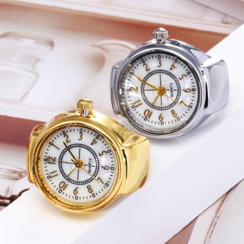 Casual Solid Color Ring Watch Simple Alloy Without Buckle Elastic Quartz Ring Watches Fashion Stainless Steel Round Watches