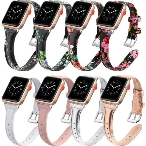Genuine Leather Strap for apple watch band 40mm 44mm 38mm 42mm Accessories slim leather bracelet correa iwatch series 6 se 5 4 3