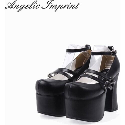 Super High Heels Thick Platform Womens Pumps Queen Cosplay Gothic Punk Lolita Shoes BLACK/RED/PINK