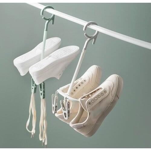 Rotating plastic shoe hanger Creative double hook drying rack outdoor small hanging shoe rack balcony drying shoe rack
