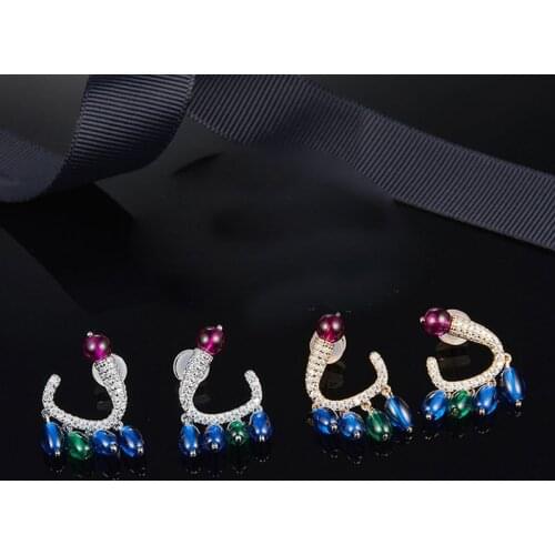 SLJELY Fine Design Top Quality 925 Sterling Silver Jewelry Candy Earrings Women AAA Cubic Zirconia Pink Stone Stud Earring