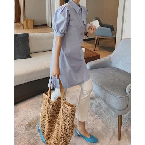 2021 Womens Dress Long Shirt Blouses Tops Tunics Za Woman Clothing Fashion Summer Button Up Cardigan New Short Sleeve T Urban