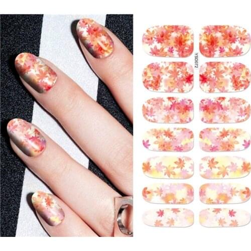 1 sheet DIY Nail Art Water Transfer Stickers Maple Leaf Tree slider adhesive Watermark Decals Women Beauty Wedding Nails