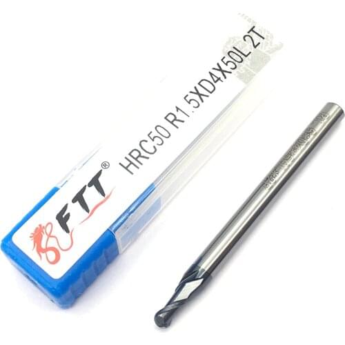 1PC HRC50 R1.5XD4X50L 2 flute End Mill Tungsten Steel Ball Nose Cutting Tools CNC Milling Cutter Solid Carbide Ball Nose