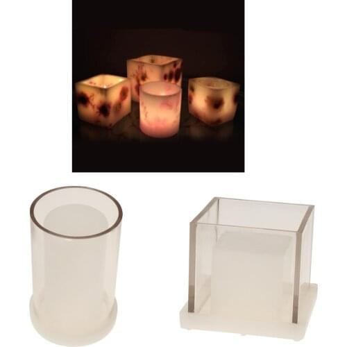 2pcs Square & Cylinder Hollow Cube Candle Making Moulds DIY Handmade Aromatherapy Candle Scented Candle Dried Flower Mold Tools
