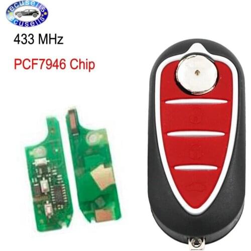 3 Button Folding Remote Key Fob ASK 433MHz PCF7946 Chip for Alfa Romeo 147 156 166 GT