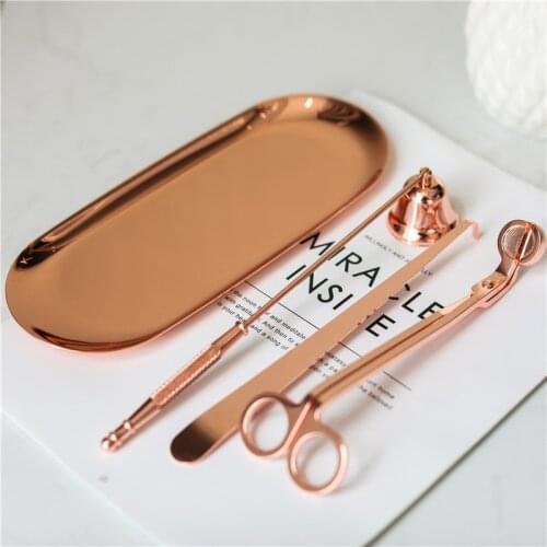 3Pcs/set Rose Gold Stainless steel Candle Snuffers Wick Trimmer Wick Dipper Put Out Candle Extinguisher Candle Tool Home Decor