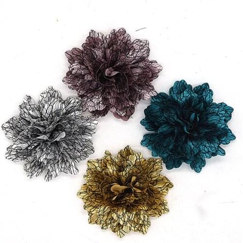 50pcs / lot ,9.5cm satin chiffon flower DIY hand-made cloth, mesh flowers, ,accessories hot sale