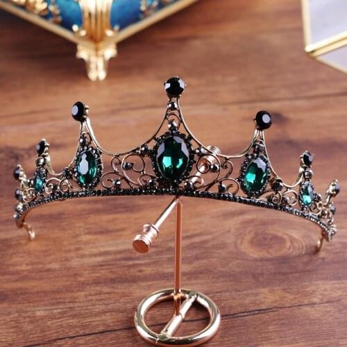 Baroque high end green crystal vintage bridal crown boutique headwear wedding tiara headwear