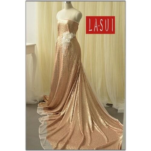 LASUI Champagne sequins DIY Full embroidery sequins lace advanced custom stage dress clothing evening dress Noble gorgeous