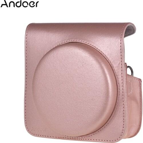 Andoer Protective Camera Case Brown/Pink/Black PU Leather Bag with Strap for Fujifilm Instax Square SQ6 Instant Film Camera bag