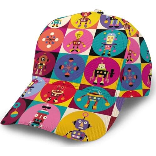 CINESSD Cute Robots Pattern Baseball Cap Fashion Men Hat Cap Summer Dad Hat Male Sports Hat