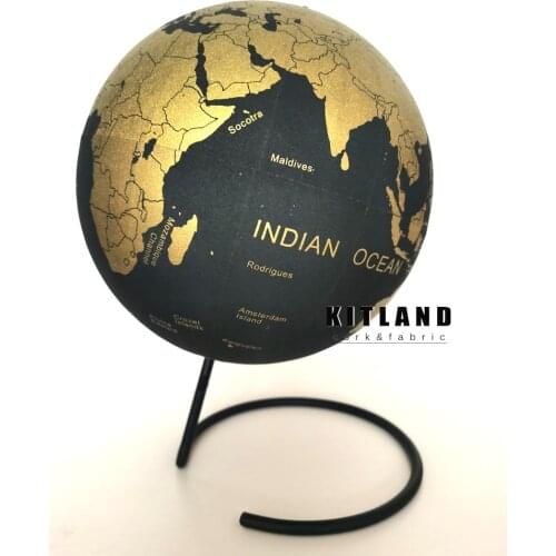 English edition cork globe world map decoration cork earth globe with Gold base Geography terrestrial tellurion