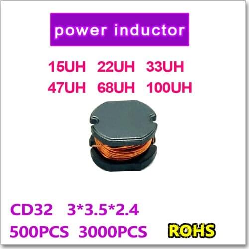 JASNPROSMA 500PCS 3000PCS SMD Power Inductor CD32 15UH 22UH 33UH 47UH 68UH 100UH 3*3.5*2.4MM