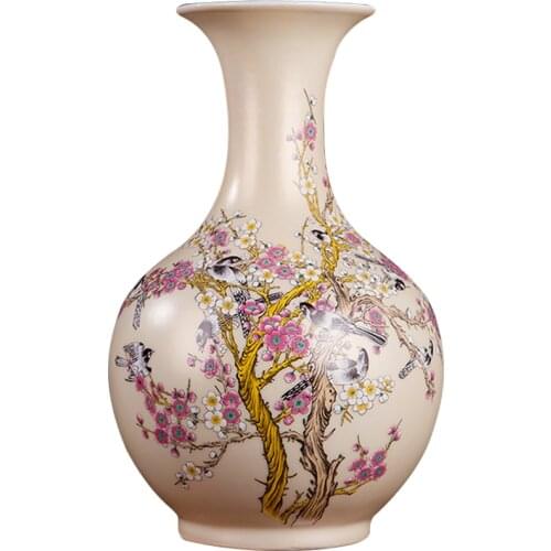 Jingdezhen Ceramics Pastel Happy News Vase Modern Living Room Decoration Crafts TV Cabinet Table Decoration