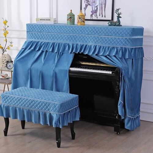 A Set Half and Full Piano Cover with Stool Cover High End Romantic European Style Piano Cover Contains Towel For 148-155 Piano