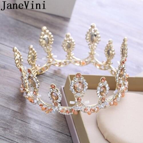 JaneVini Princess Crowns Crystal Beaded Women Sweet 16 Party Decorations Bridal Wedding Crowns Tiaras Hair Ornaments Bride 2018