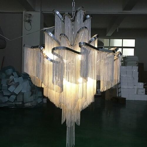 European tassel aluminum chain chandelier atmospheric hotel villa project model room chandelier Italian designer lamp