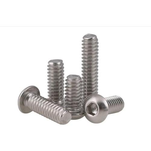 M3 M4 M5 M6 M8 M10 Threaded Stainless Steel Allen Button Head Hex Socket Screw Round Head Bolt