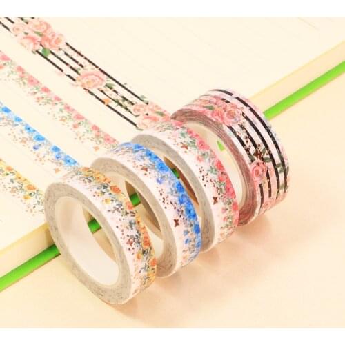 Watercolor rose Gold Masking Washi Tape Foil flower Decorative Adhesive Tape Decora Diy Scrapbooking Sticker Label