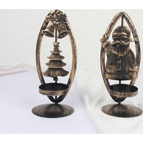 Christmas Tealight Candle Holder Metal Tea Light Candleholders Xmas Tree Snowman Reindeer Candlestick Table Kitchen Decorations