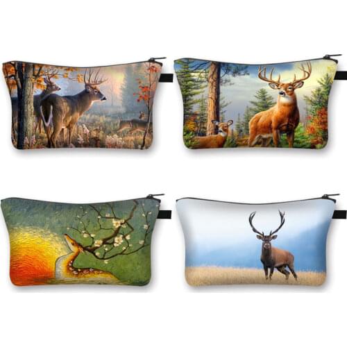 3D Deer Print Multifunction Travel Cosmetic Bag Women Makeup Bags Floral Toiletry Organizer Deer Storage Make up Cases