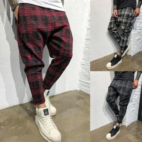 2021 Mens Gradient Digital Printed Plaid Sweatpants Bunch Harem Pants Men men jeans pants