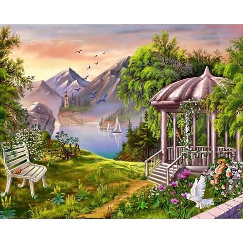 A13635 11CT/14CT/18CT/25CT/28CT oil scenery patterns Counted Cross Stitch DIY Cross Stitch Kits Embroidery Needlework Sets
