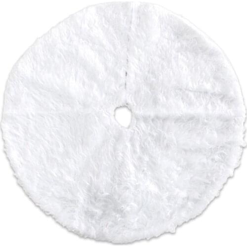 New Christmas Tree Plush Skirt, Snowy White Luxury Faux Fur Xmas Tree Mat for Holiday Decoration