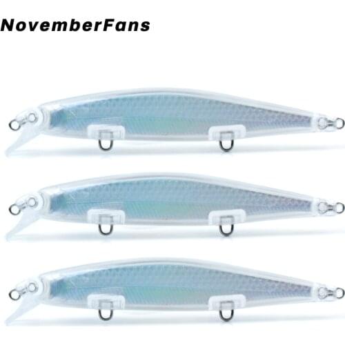 Novemberfans 15pcs/lot DIY Lures 11cm 11g Unpainted Inside Foil Minnow Lure Hard Body Blank Jerkbait Fishing Bait Floating