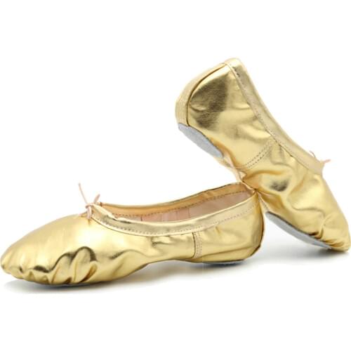 USHINE new style gold silver body-shaping training Yoga slippers shoes gym belly ballet dance shoes children girls woman