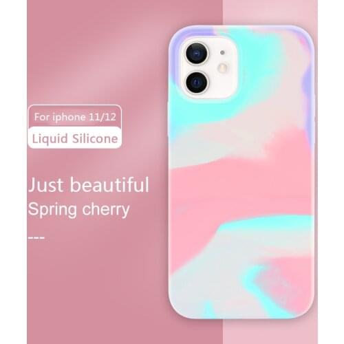 Newest Watercolor Liquid Silicone Case For iphone 12 Pro Max Touch Smoothly Protection Cover Cases For iphone 11 Pro Max 12 Mini