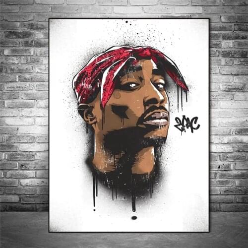 Portrait of 2PAC Tupac Abstract Canvas Paintings On The Wall Art Posters And Prints Modern Rapper Pictures Wall Decor Cuadros