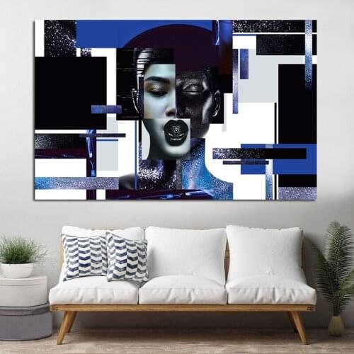 Nordic Portrait Black Women Canvas Painting Modern Fashion Posters and Prints Abstract Pictures for Living Room Home Decoration