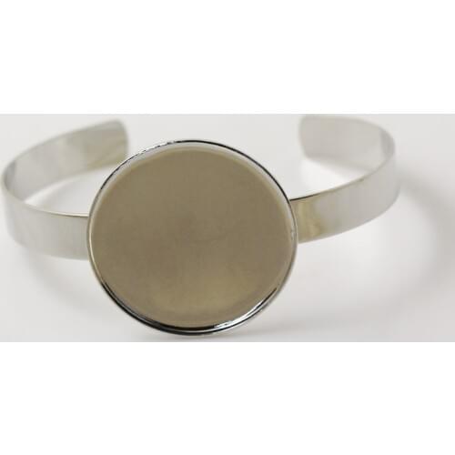 Blank Open Bangle Findings with 35mm Strong Round Bezel Cameo Cabochons Bases Cuff Bangle Bracelet DIY Settings Silver Plated