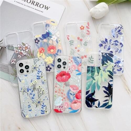 Corner Reinforced Protective Case for iPhone 7 8 SE 2020 11 12 Pro Max X XS XR 11P 10S Little Flower Summer Crystal Clear Case
