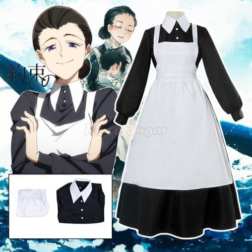 Japan Anime The Promised Neverland Isabella Cosplay Costumes Yakusoku no Neverland Mama Maid Dress+Apron Halloween Suit C76M146