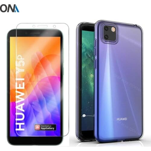 2-in-1 Tempered Glass + Case for Huawei Y9s Y8p Y7p Y6p Y5p Silicone Case Cover for Huawei Y9s Y8p Y7p Y6p Y5p Screen Protector