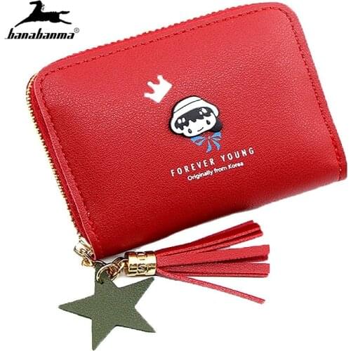 Female Wallets Short Fashion Tassels PU Leather Wallets Luxury Designer Women Purse Bag Crown girl Coin Purse Designer Wallet