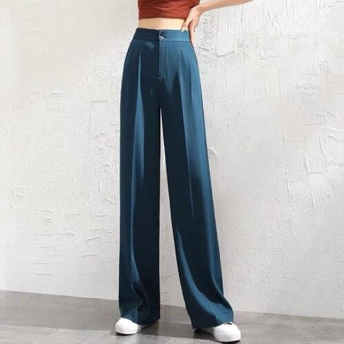 Bella Philosophy Wonder Summer Wide leg Pants Retro Was Thin Casual Pants High Waist Mopping Pants Loose Straight Pants Trousers