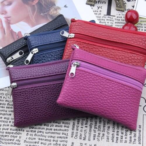 Women Men Leather Wallet Multi Functional Zipper Leather Coin Purse Card Wallet Small Coin Purse Money Change Cards Pack#p30