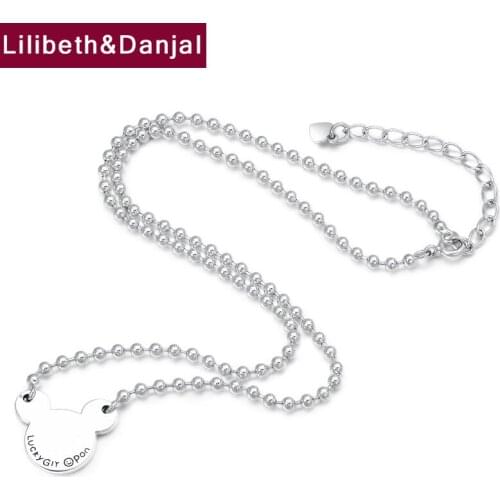 Women Necklace Pendant Real 925 Sterling Silver Fashion Cute Mouse Letter Pearl Chain Necklace Jewelry accesorios mujer 2019 N06