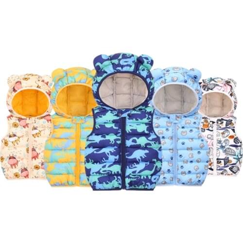Autumn Winter Baby Warm Vest Kids Hooded Coat Boys Girls Padded Kids Clothes Toddler Infant Jackets Children Clothes Waistcoat