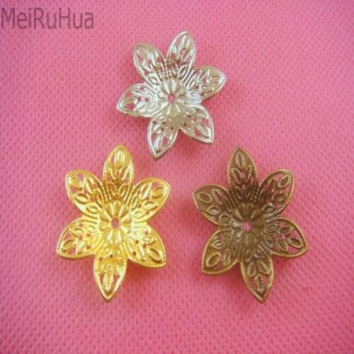 20 pcs/lot 2.7cm Metal Filigree Flowers Charms Setting Jewelry DIY Components Receptacle