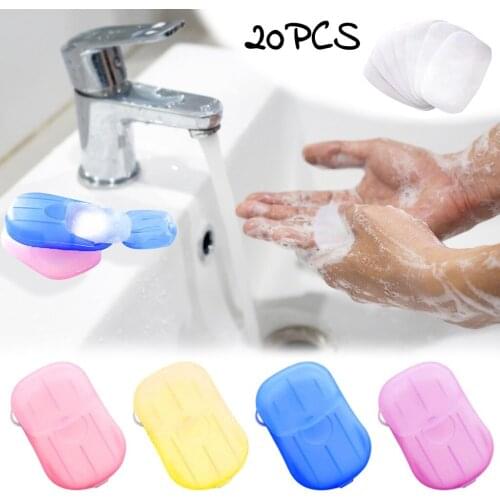 20Pcs Disposable Hand Washing Tablet Travel Carry Toilet Soap Paper For bathroom using with different colorful choose daily